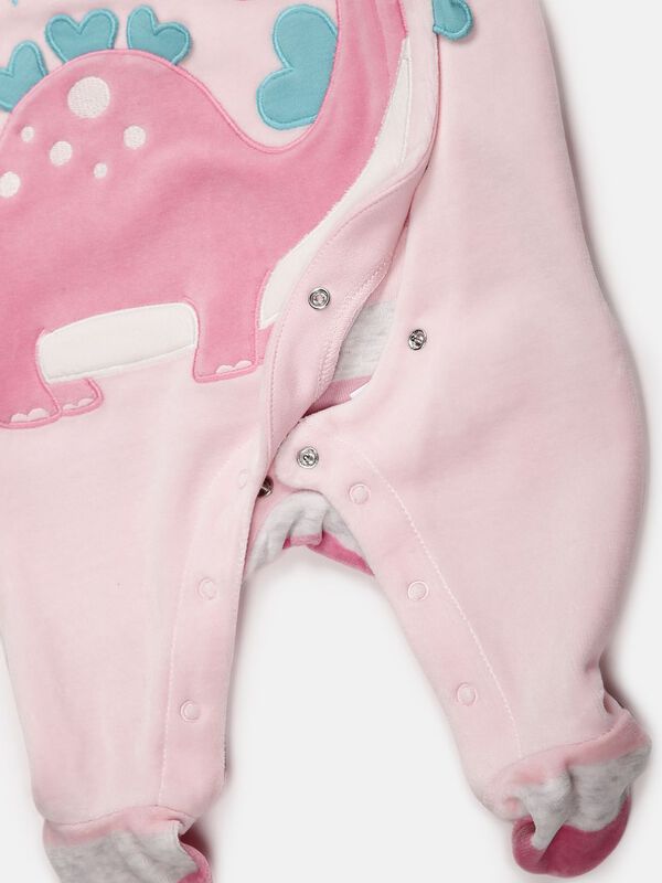 Girls Medium Pink Velour Front Opening Babysuit image number null